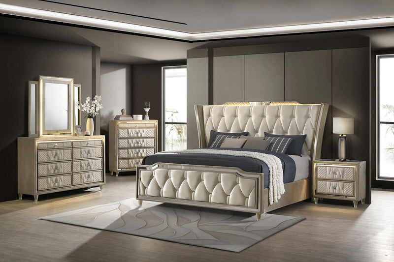 Lorient 2-drawer LED Nightstand with USB Ivory and Camel - 222662