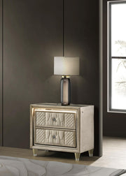 Lorient 2-drawer LED Nightstand with USB Ivory and Camel - 222662