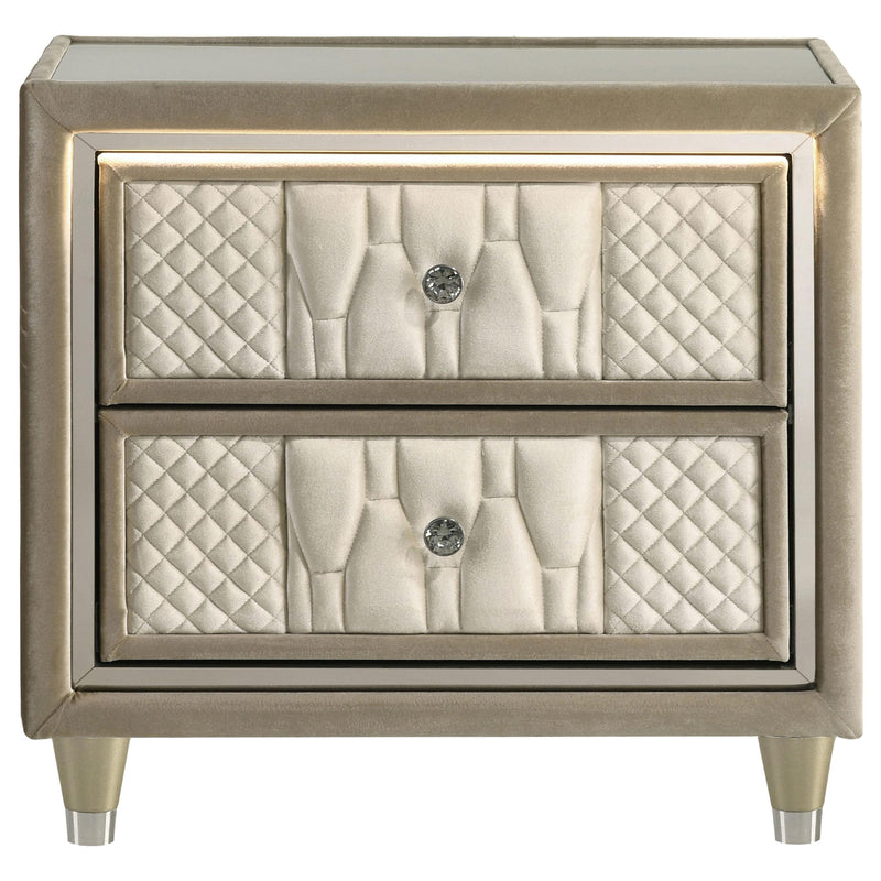 Lorient 2-drawer LED Nightstand with USB Ivory and Camel - 222662