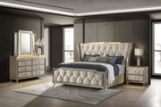 Lorient 4-piece Eastern King Bedroom Set Ivory and Camel - 222661KE-S4