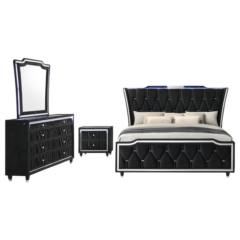 Lorient 4-piece Queen Bedroom Set Black - 223161Q-S4