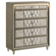 Lorient 5-drawer LED Chest of Drawers Ivory and Camel - 222665