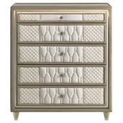 Lorient 5-drawer LED Chest of Drawers Ivory and Camel - 222665
