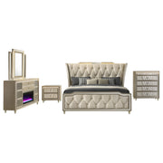 Lorient 5-piece Eastern King Bedroom Set Ivory and Camel - 222661KE-S5B