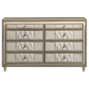 Lorient 8-drawer LED Bedroom Dresser Cabinet Ivory and Camel - 222663