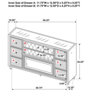 Lorient 8-drawer LED Bedroom Flame Box Dresser Ivory Camel - 222663FB