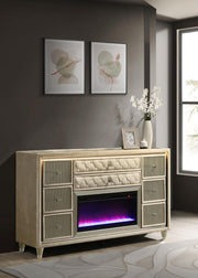 Lorient 8-drawer LED Bedroom Flame Box Dresser Ivory Camel - 222663FB