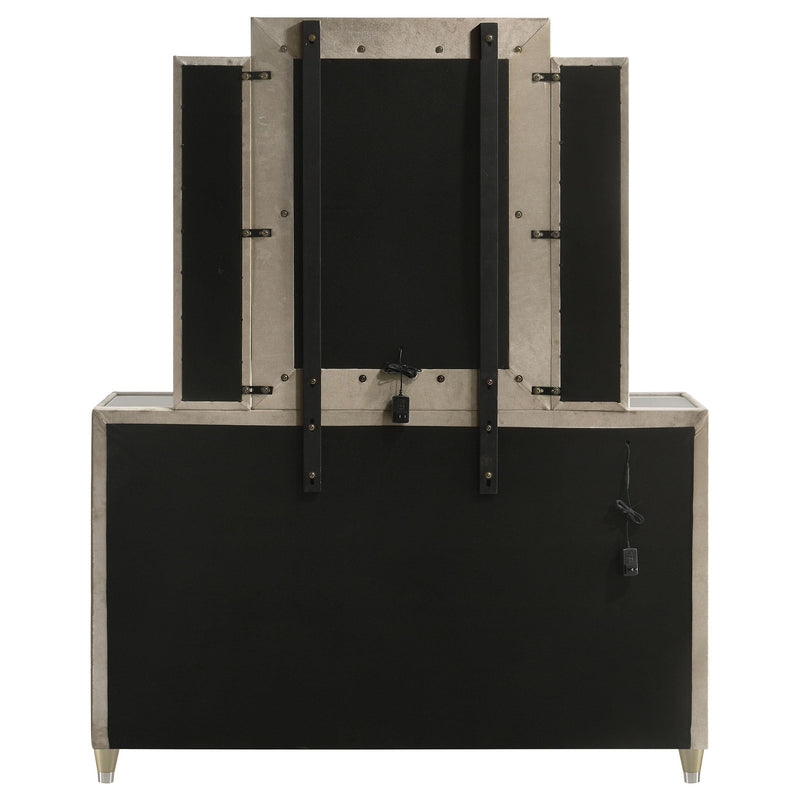Lorient 8-drawer LED Dresser with Mirror Ivory and Camel - 222663M