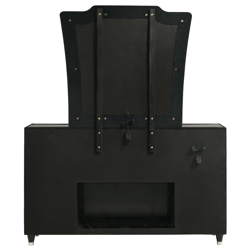 Lorient 8-drawer LED Flame Box Dresser and Mirror Black - 223163FBM