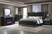 Lorient California King LED Upholstered Bed Black - 223161KW