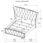 Lorient California King LED Upholstered Bed Ivory and Camel - 222661KW