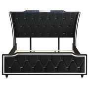Lorient Eastern King LED Upholstered Bed Black - 223161KE