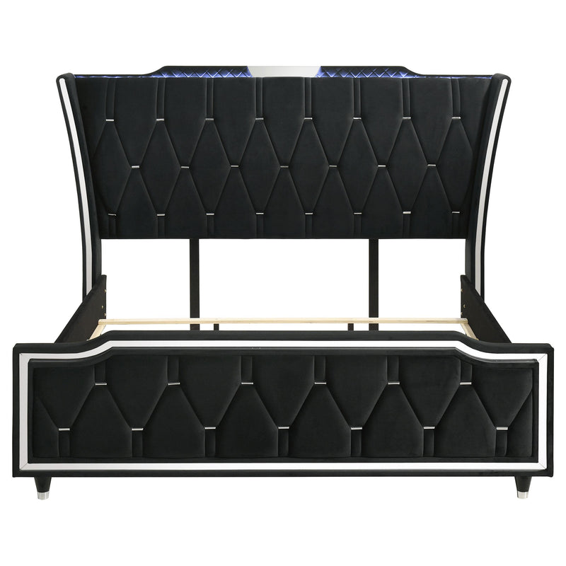 Lorient Eastern King LED Upholstered Bed Black - 223161KE