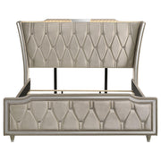 Lorient Eastern King LED Upholstered Bed Ivory and Camel - 222661KE