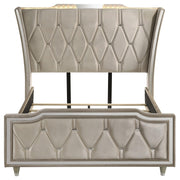 Lorient Queen LED Upholstered Wingback Bed Ivory and Camel - 222661Q