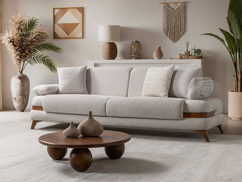 Loris 3-pieces (Sofa & Loveseat & Chair) Livingroom Set - Brown in Cream - 200-ST-LORI-SOFT03-321