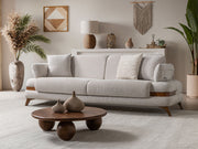 Loris 3-pieces (Sofa & Loveseat & Chair) Livingroom Set - Brown in Cream - 200-ST-LORI-SOFT03-321
