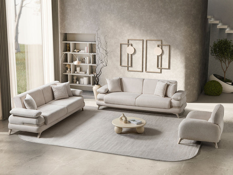 Loris 3-pieces (Sofa & Loveseat & Chair) Livingroom Set - Brown in Cream - 200-ST-LORI-SOFT03-321