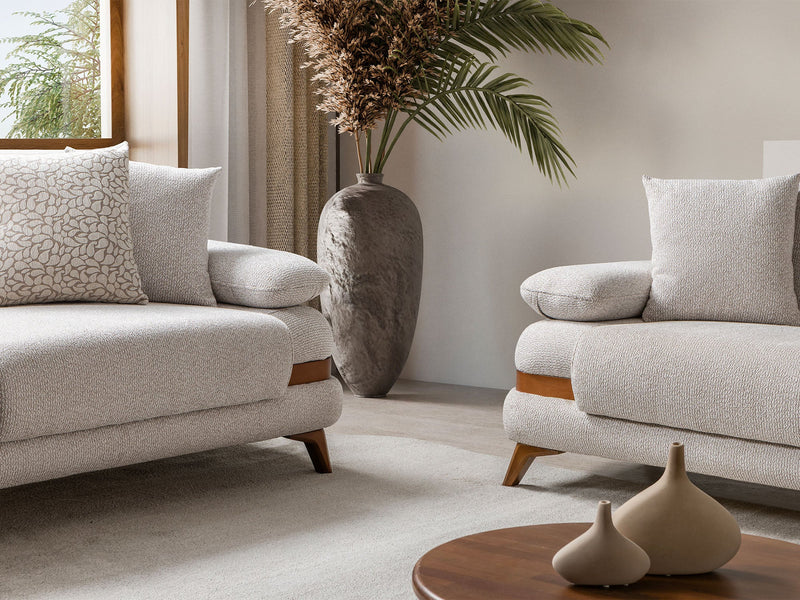 Loris 3-pieces (Sofa & Loveseat & Chair) Livingroom Set - Brown in Cream - 200-ST-LORI-SOFT03-321