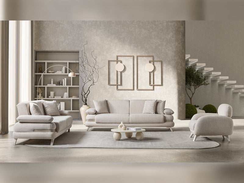 Loris 3-pieces (Sofa & Loveseat & Chair) Livingroom Set - Cream in Cream - 200-ST-LORI-ISTANBUL01-321