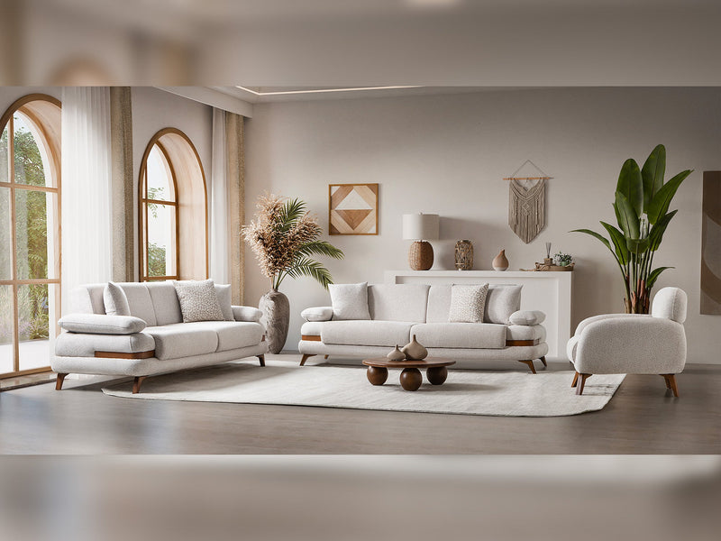 Loris 3-pieces (Sofa & Loveseat & Chair) Livingroom Set - Cream in Cream - 200-ST-LORI-ISTANBUL01-321
