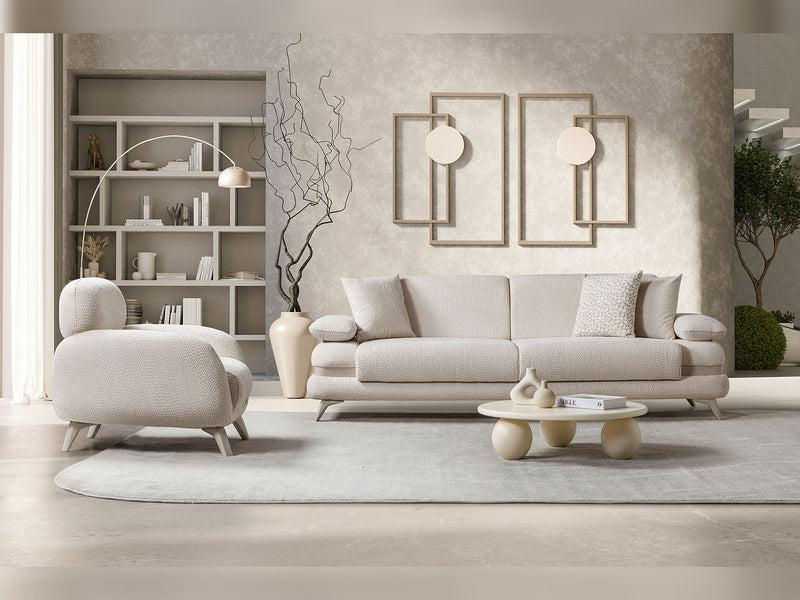 Loris 3-pieces (Sofa & Loveseat & Chair) Livingroom Set - Cream in Cream - 200-ST-LORI-ISTANBUL01-321