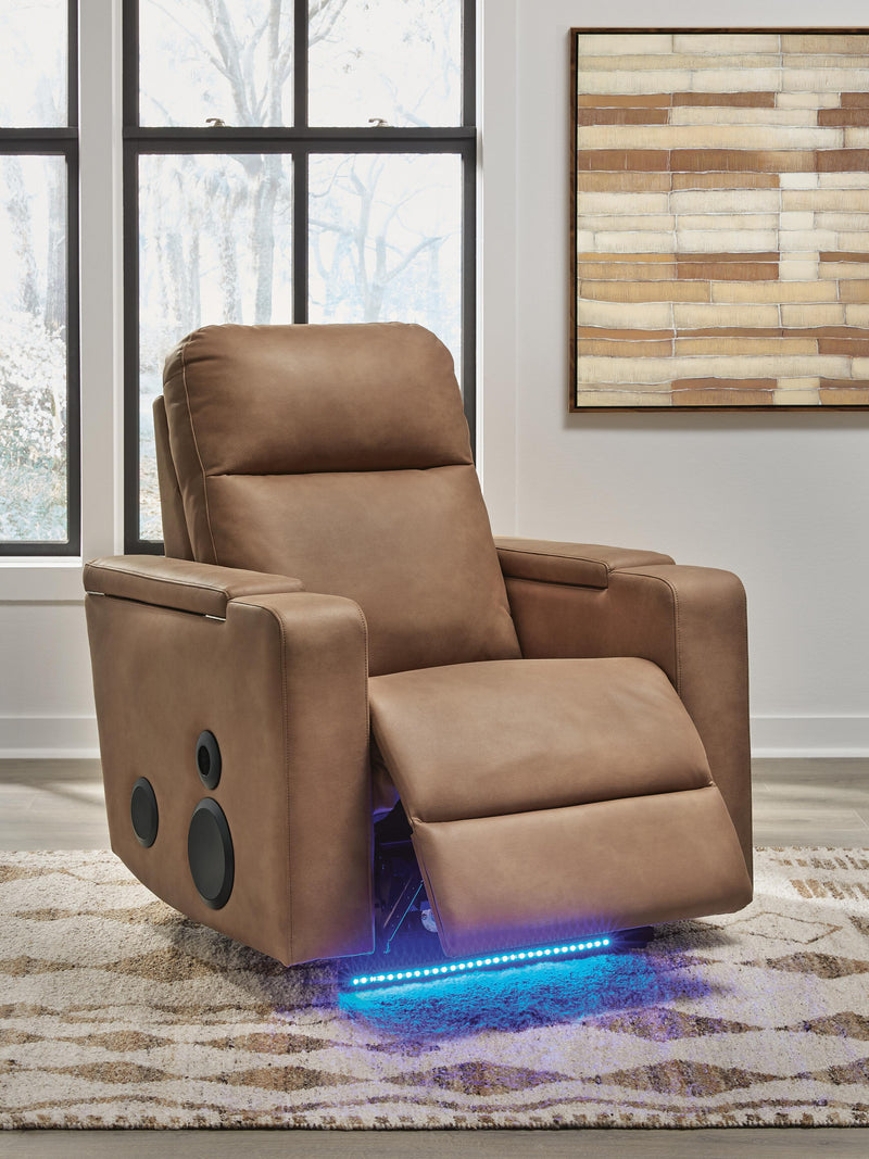 Lorrenton Caramel Power Glider Recliner with Audio System - PC9022042A