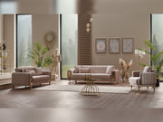 Lotus 3-pieces (Sofa & Loveseat & Chair) Livingroom Set Cream in Cream - 101-LOT-13553-321