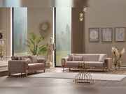Lotus 3-pieces (Sofa & Loveseat & Chair) Livingroom Set Cream in Cream - 101-LOT-13553-321