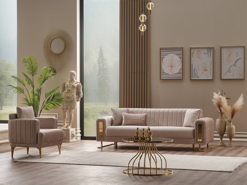 Lotus 3-pieces (Sofa & Loveseat & Chair) Livingroom Set Cream in Cream - 101-LOT-13553-321