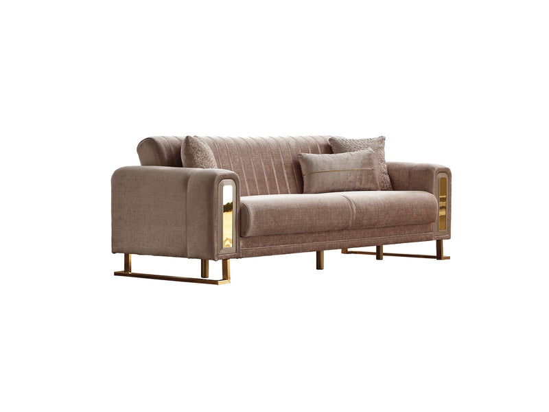 Lotus 3-pieces (Sofa & Loveseat & Chair) Livingroom Set Cream in Cream - 101-LOT-13553-321
