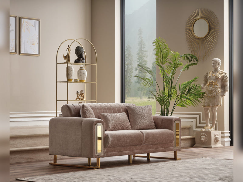 Lotus 3-pieces (Sofa & Loveseat & Chair) Livingroom Set Cream in Cream - 101-LOT-13553-321