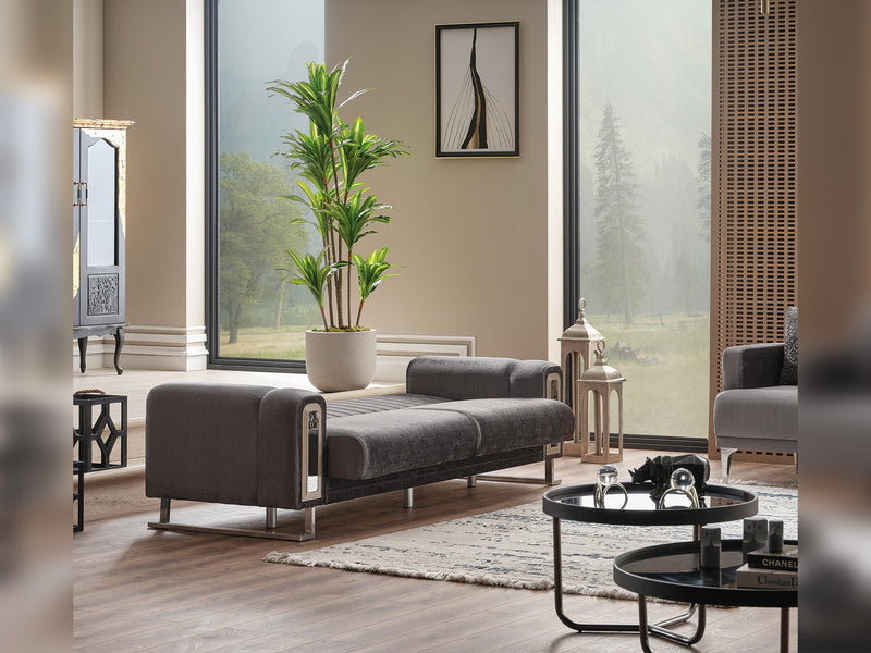 Lotus 3-pieces (Sofa & Loveseat & Chair) Livingroom Set Grey in Grey - 101-LOT-14245-321