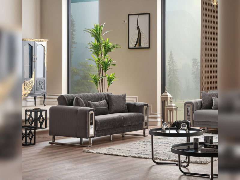 Lotus 3-pieces (Sofa & Loveseat & Chair) Livingroom Set Grey in Grey - 101-LOT-14245-321