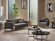 Lotus 3-pieces (Sofa & Loveseat & Chair) Livingroom Set Grey in Grey - 101-LOT-14245-321