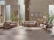Lotus 4-pieces (2 Sofa & 2 Chair) Livingroom Set Cream in Cream - 101-LOT-13553-3311