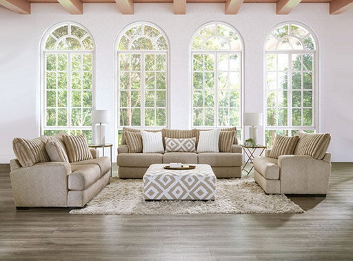 Loughlin Light Brown/Ivory Ottoman - SM5193-OT
