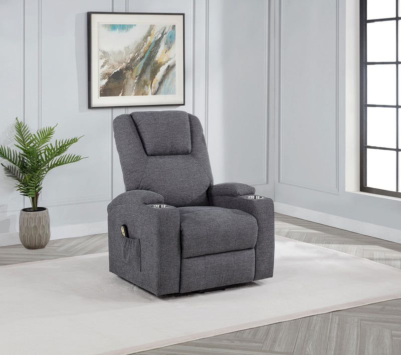 Louie Chenille Upholstered Power Lift Massage Chair Grey - 610453P