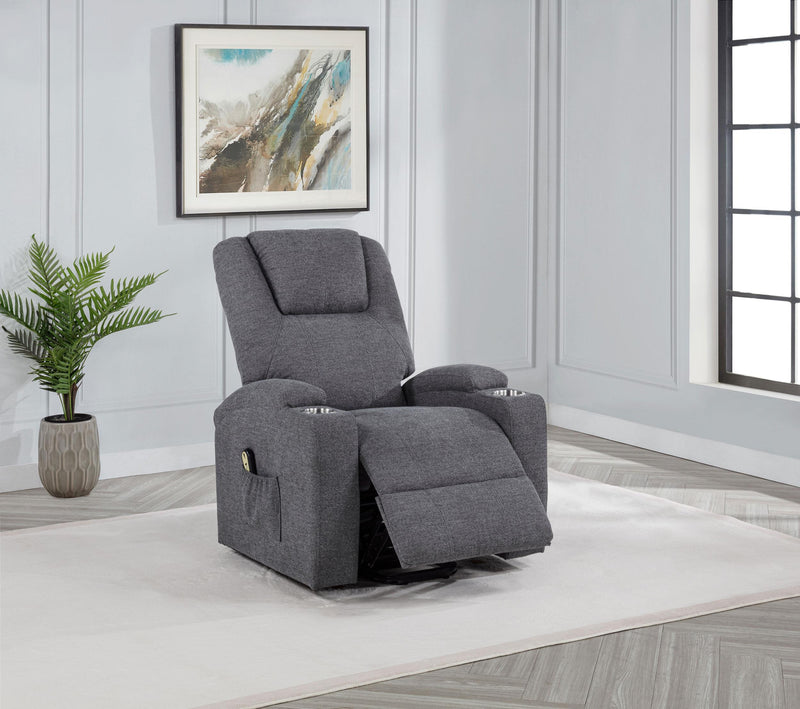 Louie Chenille Upholstered Power Lift Massage Chair Grey - 610453P