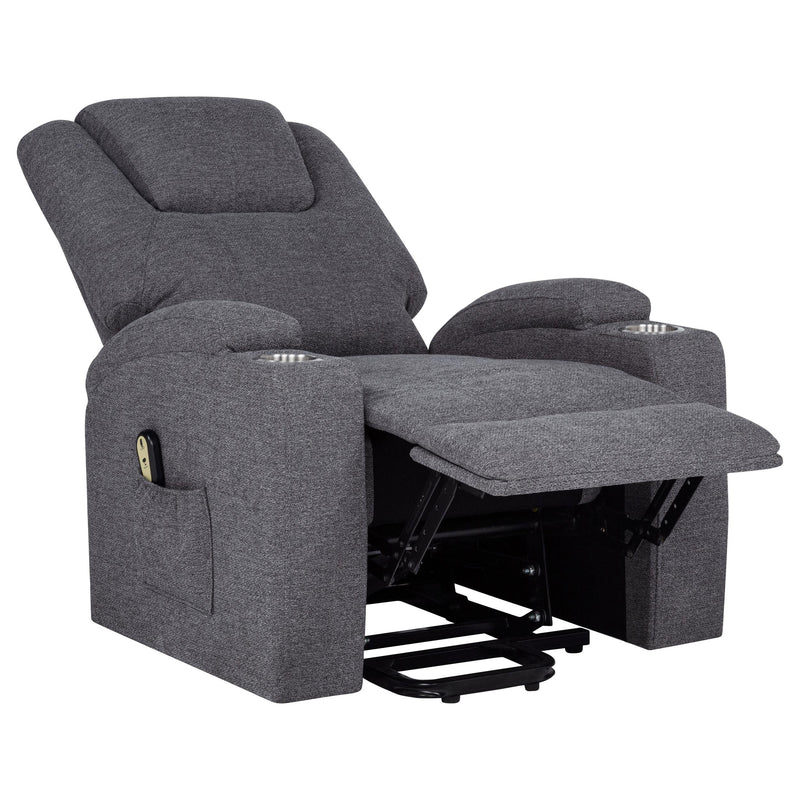 Louie Chenille Upholstered Power Lift Massage Chair Grey - 610453P