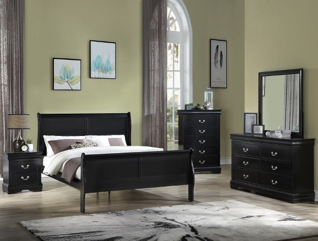 Louis Philip Black King Sleigh HB/FB - B3950-K-HBFB