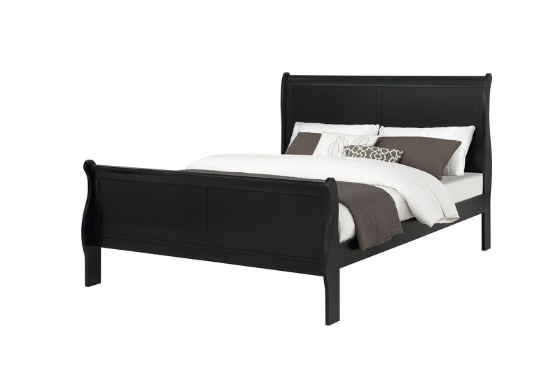 Louis Philip Black Queen Sleigh Bed - Gate FurnitureQueen Bed