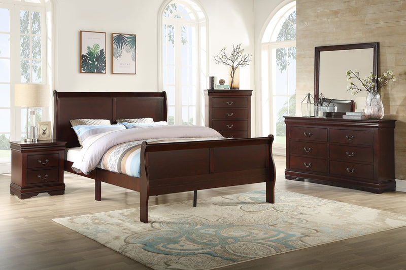  Louis Philip Cherry Sleigh Bedroom Set - Gate FurnitureBedroom Set