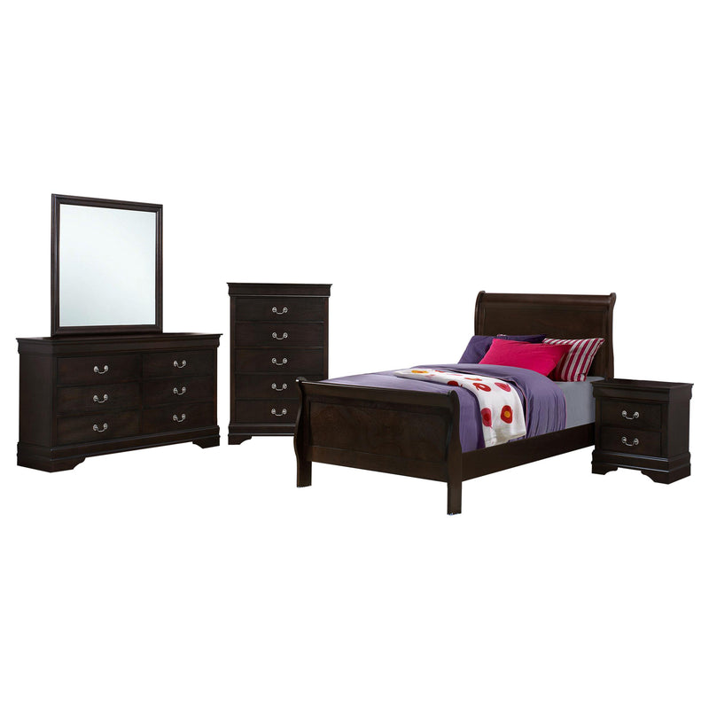 Louis Philippe 5-piece Twin Bedroom Set Cappuccino - 202411T-S5