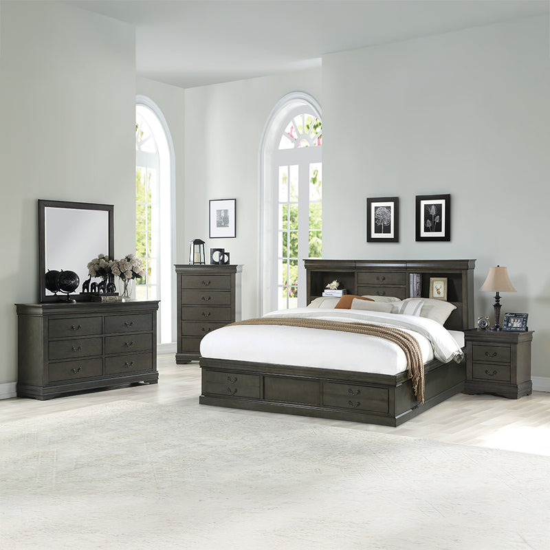Louis Philippe III Queen Bed W/Storage - 24930Q