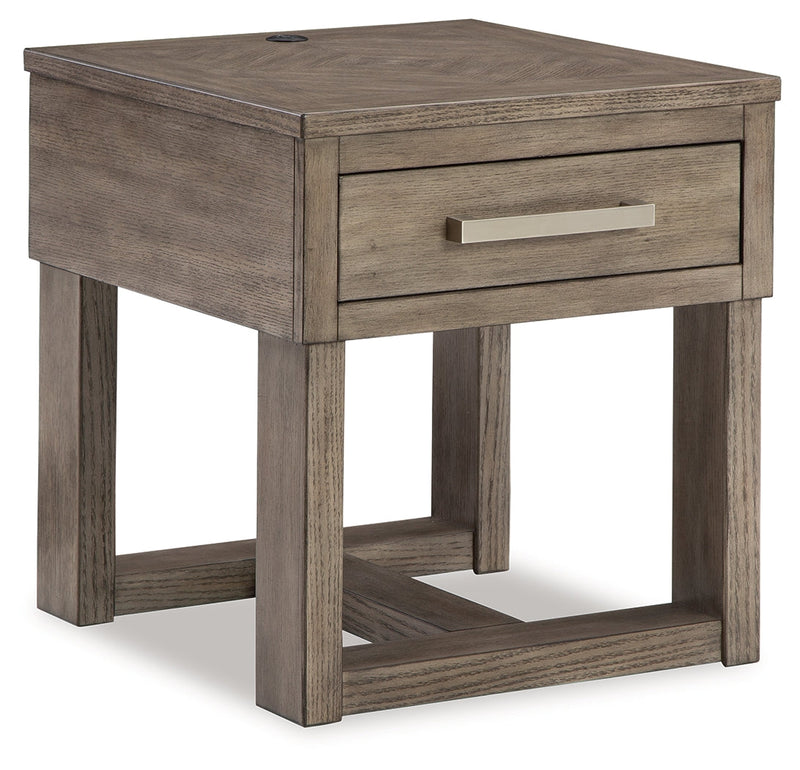 Loyaska Coffee Table with 2 End Tables in Grayish Brown/White - PKG018519