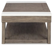 Loyaska Coffee Table with 2 End Tables in Grayish Brown/White - PKG018519