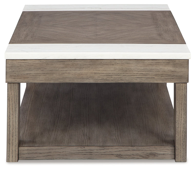Loyaska Coffee Table with 2 End Tables in Grayish Brown/White - PKG018519