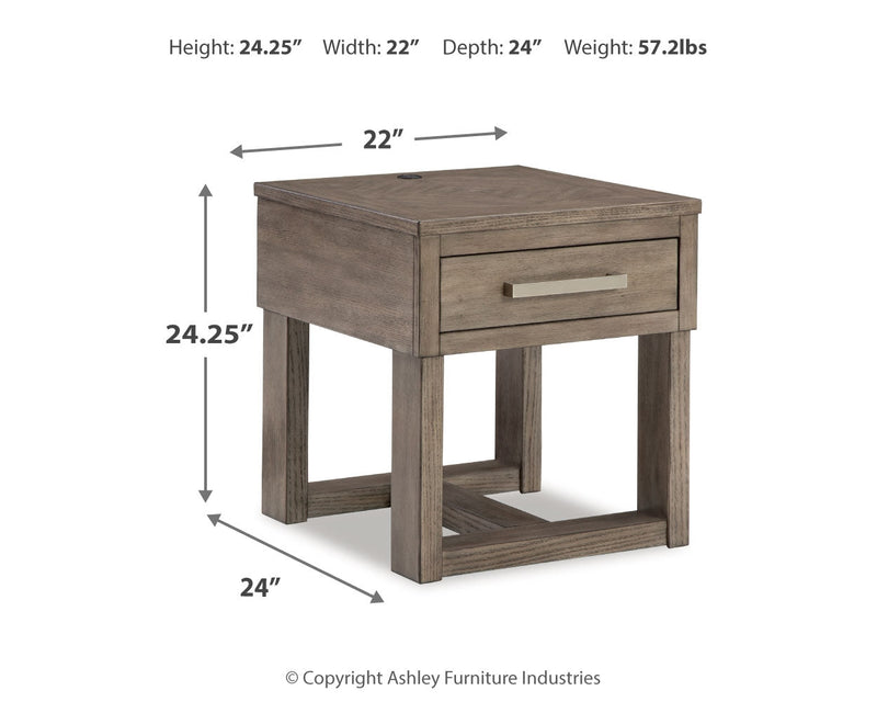 Loyaska Coffee Table with 2 End Tables in Grayish Brown/White - PKG018519