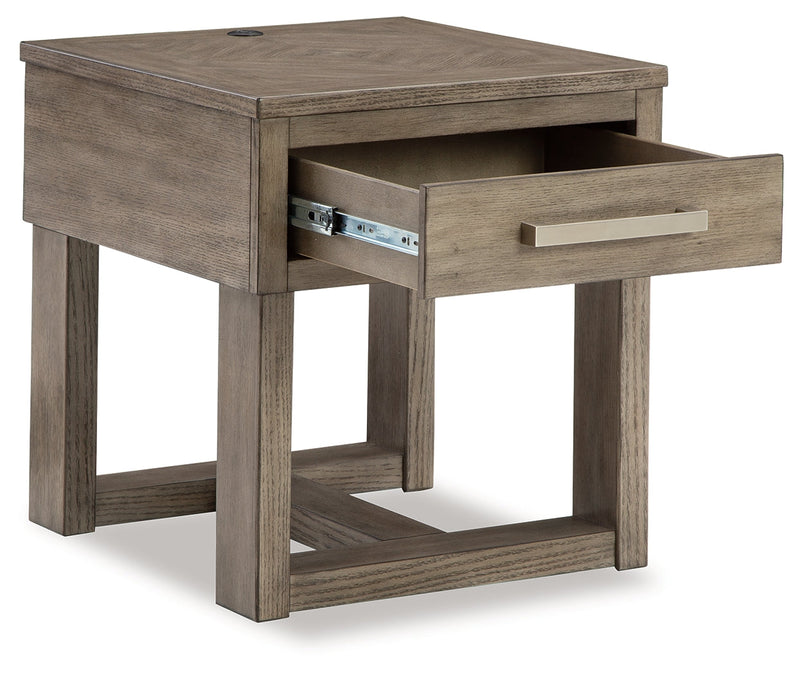 Loyaska Coffee Table with 2 End Tables in Grayish Brown/White - PKG018519